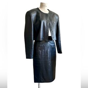 Vintage Wilson’s Leather MAXIMA Cropped Leather Jacket & Pencil Skirt Set Size 4